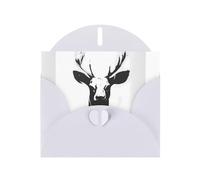 WZYWHJ Carte de vœux blanche de 15,2 x 10,2 cm avec enveloppe pour Noël, anniversaire, Saint-Valentin, fête, invitation, espace négatif, imprimé cerf