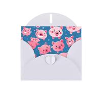 WZYWHJ Carte de vœux blanche de 15,2 x 10,2 cm avec enveloppe pour Noël, anniversaire, Saint-Valentin, fête d'invitation Motif cochon rose
