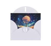 WZYWHJ Carte de vœux blanche de 15,2 x 10,2 cm avec enveloppe pour Noël, anniversaire, Saint-Valentin, fête, invitation sucette dans le ciel étoilé imprimée