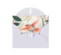 WZYWHJ Carte de vœux blanche de 15,2 x 10,2 cm avec enveloppe pour Noël, anniversaire, Saint-Valentin, fête d'invitation Motif oiseaux heureux