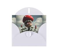 WZYWHJ Carte de vœux blanche de 15,2 x 10,2 cm avec enveloppe pour Noël, anniversaire, Saint-Valentin, fête d'invitation Motif plante piranha terrifiante