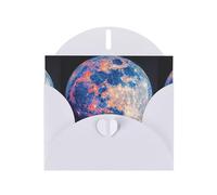 WZYWHJ Carte de vœux blanche de 15,2 x 10,2 cm avec enveloppe pour Noël, anniversaire, Saint-Valentin, fête d'invitation Une lune colorée imprimée