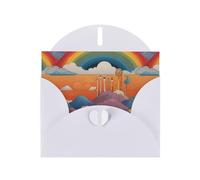 WZYWHJ Carte de vœux blanche de 15,2 x 10,2 cm avec enveloppe pour Noël, anniversaire, Saint-Valentin, invitation à une fête, image arc-en-ciel étrange