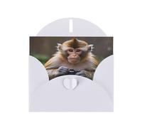 WZYWHJ Carte de vœux blanche pour Noël, anniversaire, anniversaire de mariage et autres images de singe intelligent