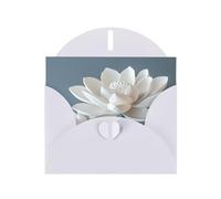 WZYWHJ Carte de vœux blanche pour Noël, anniversaire, anniversaire de mariage et autres photos de fleurs de lotus blanches en porcelaine