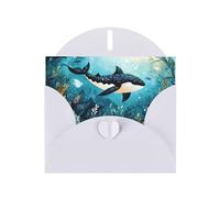 WZYWHJ Carte de vœux blanche pour Noël, anniversaire, anniversaire de mariage et plus encore Illustration de baleine