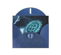 WZYWHJ Carte de vœux bleue de 15,2 x 10,2 cm avec enveloppe pour Noël, anniversaire, Saint-Valentin, fête, invitation à une fête avec symboles mystérieux bleus