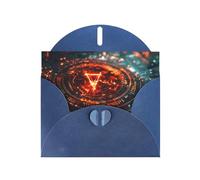 WZYWHJ Carte de vœux bleue de 15,2 x 10,2 cm avec enveloppe pour Noël, anniversaire, Saint-Valentin, fête, invitation à une fête, symboles mystérieux