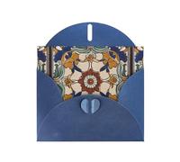 WZYWHJ Carte de vœux bleue de 15,2 x 10,2 cm avec enveloppe pour Noël, anniversaire, Saint-Valentin, fête d'invitation Motif carreaux de Barcelone