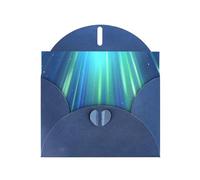 WZYWHJ Carte de vœux bleue de 15,2 x 10,2 cm avec enveloppe pour Noël, anniversaire, Saint-Valentin, fête, invitation à une fête, imprimé aurore boréale bleue