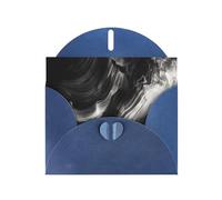 WZYWHJ Carte de vœux bleue de 15,2 x 10,2 cm avec enveloppe pour Noël, anniversaire, Saint-Valentin, invitation à une fête, avec lignes d'encre noire et blanche