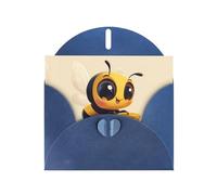 WZYWHJ Carte de vœux bleue pour Noël, anniversaire, anniversaire de mariage et autres motifs abeilles mignons