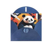 WZYWHJ Carte de vœux bleue pour Noël, anniversaire, anniversaire de mariage et autres motifs de panda