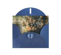 WZYWHJ Carte de vœux bleue pour Noël, anniversaire, anniversaire de mariage et plus beau motif pays des merveilles