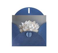 WZYWHJ Carte de vœux bleue pour Noël, anniversaire, anniversaire de mariage et plus encore, image de lotus faite à la main
