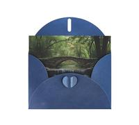 WZYWHJ Carte de vœux bleue pour Noël, anniversaire, anniversaire de mariage et plus encore Motif pont sur la rivière