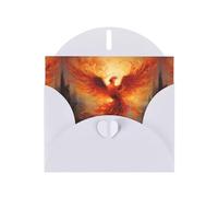 WZYWHJ Carte de vœux de Noël blanche 15,2 x 10,2 cm avec enveloppe pour Noël, anniversaire, Saint-Valentin, fête Invitation The Phoenix Reborn in Fire imprimée
