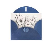 WZYWHJ Carte de vœux de Noël bleue 15,2 x 10,2 cm avec enveloppe pour Noël, anniversaire, Saint-Valentin, fête Invitation Belles lignes de fleurs imprimées