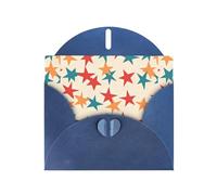 WZYWHJ Carte de vœux de Noël bleue 15,2 x 10,2 cm avec enveloppe pour Noël, anniversaire, Saint-Valentin, fête, invitation avec de nombreuses étoiles à cinq branches imprimées