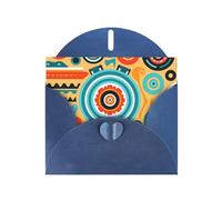 WZYWHJ Carte de vœux de Noël bleue 15,2 x 10,2 cm avec enveloppe pour Noël, anniversaire, Saint-Valentin, fête, invitation circulaire, symboles culturels