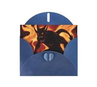 WZYWHJ Carte de vœux de Noël bleue 15,2 x 10,2 cm avec enveloppe pour Noël, anniversaire, Saint-Valentin, fête, invitation à une fête, image de démon flamme
