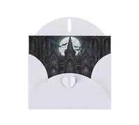 WZYWHJ Carte de vœux de vacances blanche 15,2 x 10,2 cm avec enveloppe pour Noël, anniversaire, Saint-Valentin, fête, invitation, château chauve-souris