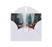 WZYWHJ Carte de vœux de vacances blanche 15,2 x 10,2 cm avec enveloppe pour Noël, anniversaire, Saint-Valentin, fête, invitation Motif ville floue