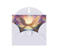WZYWHJ Carte de vœux de vacances blanche 15,2 x 10,2 cm avec enveloppe pour Noël, anniversaire, Saint-Valentin, fête d'invitation avec ailes sur le pont arc-en-ciel