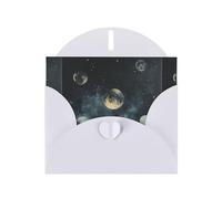 WZYWHJ Carte de vœux de vacances blanche 15,2 x 10,2 cm avec enveloppe pour Noël, anniversaire, Saint-Valentin, fête, invitation à une fête, image de plusieurs planètes