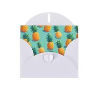 WZYWHJ Carte de vœux de vacances blanche 15,2 x 10,2 cm avec enveloppe pour Noël, anniversaire, Saint-Valentin, fête, invitation à une fête, impression vague acide ananas