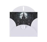 WZYWHJ Carte de vœux de vacances blanche 15,2 x 10,2 cm avec enveloppe pour Noël, anniversaire, Saint-Valentin, fête, invitation, château chauve-souris