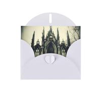 WZYWHJ Carte de vœux de vacances blanche 15,2 x 10,2 cm avec enveloppe pour Noël, anniversaire, Saint-Valentin, fête, invitation à une fête, motif château squelette antique