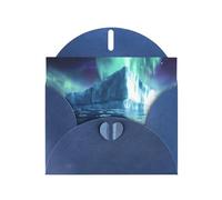 WZYWHJ Carte de vœux de vacances bleue 15,2 x 10,2 cm avec enveloppe pour Noël, anniversaire, Saint-Valentin, fête, invitation Aurore et Icebergs