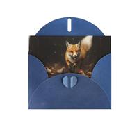 WZYWHJ Carte de vœux de vacances bleue 15,2 x 10,2 cm avec enveloppe pour Noël, anniversaire, Saint-Valentin, fête, invitation, belette chassant un poussin
