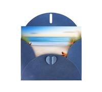 WZYWHJ Carte de vœux de vacances bleue 15,2 x 10,2 cm avec enveloppe pour Noël, anniversaire, Saint-Valentin, fête, invitation, plage, étoiles de mer, terres