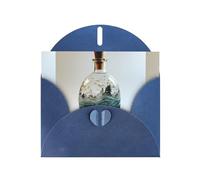 WZYWHJ Carte de vœux de vacances bleue 15,2 x 10,2 cm avec enveloppe pour Noël, anniversaire, Saint-Valentin, fête, invitation message dans une bouteille à la mer imprimée