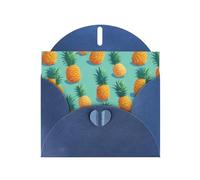 WZYWHJ Carte de vœux de vacances bleue 15,2 x 10,2 cm avec enveloppe pour Noël, anniversaire, Saint-Valentin, fête, invitation à une fête, impression vague acide ananas