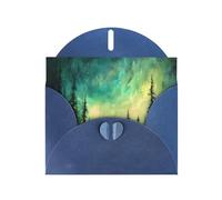 WZYWHJ Carte de vœux de vacances bleue 15,2 x 10,2 cm avec enveloppe pour Noël, anniversaire, Saint-Valentin, fête, invitation à une fête, imprimé aurore