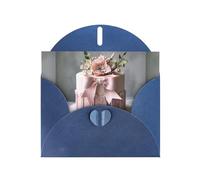 WZYWHJ Carte de vœux de vacances bleue 15,2 x 10,2 cm avec enveloppe pour Noël, anniversaire, Saint-Valentin, fête d'invitation - Belle impression de gâteau avec nœud