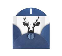 WZYWHJ Carte de vœux de vacances bleue 15,2 x 10,2 cm avec enveloppe pour Noël, anniversaire, Saint-Valentin, fête, invitation, espace négatif imprimé cerf