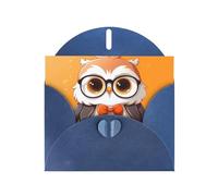 WZYWHJ Carte de vœux de vacances bleue 15,2 x 10,2 cm avec enveloppe pour Noël, anniversaire, Saint-Valentin, fête, invitation à une fête, image de chouette astucieuse