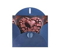WZYWHJ Carte de vœux de vacances bleue 15,2 x 10,2 cm avec enveloppe pour Noël, anniversaire, Saint-Valentin, fête, invitation d'amour, chocolat imprimé