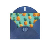 WZYWHJ Carte de vœux de vacances bleue 15,2 x 10,2 cm avec enveloppe pour Noël, anniversaire, Saint-Valentin, fête, invitation à une fête, impression vague acide ananas