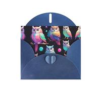 WZYWHJ Carte de vœux de vacances bleue 15,2 x 10,2 cm avec enveloppe pour Noël, anniversaire, Saint-Valentin, fête, invitation à une fête Motif chouette aurore