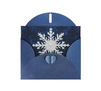 WZYWHJ Carte de vœux de vacances bleue 15,2 x 10,2 cm avec enveloppe pour Noël, anniversaire, Saint-Valentin, fête, invitation à une fête Motif flocons de neige