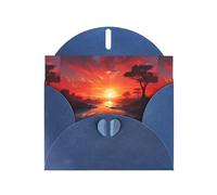 WZYWHJ Carte de vœux de vacances bleue 15,2 x 10,2 cm avec enveloppe pour Noël, anniversaire, Saint-Valentin, fête d'invitation, belle impression coucher de soleil