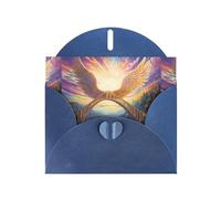 WZYWHJ Carte de vœux de vacances bleue 15,2 x 10,2 cm avec enveloppe pour Noël, anniversaire, Saint-Valentin, fête d'invitation avec ailes sur le pont arc-en-ciel