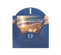 WZYWHJ Carte de vœux de vacances bleue 15,2 x 10,2 cm avec enveloppe pour Noël, anniversaire, Saint-Valentin, fête d'invitation, belle impression perles de mer