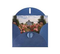 WZYWHJ Carte de vœux de vacances bleue 15,2 x 10,2 cm avec enveloppe pour Noël, anniversaire, Saint-Valentin, fête d'invitation, belle impression ferme de roses