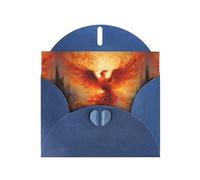 WZYWHJ Carte de vœux de vacances bleue 15,2 x 10,2 cm avec enveloppe pour Noël, anniversaire, Saint-Valentin, fête Invitation The Phoenix Reborn in Fire imprimée